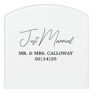 A Little Retro Just Married Door Sign