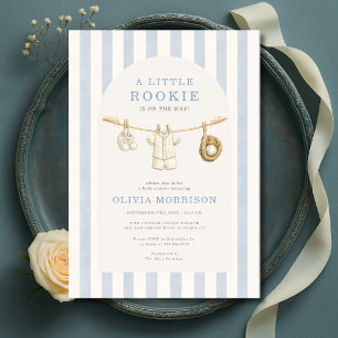 A Little Rookie Clothesline Baby Shower Invitation