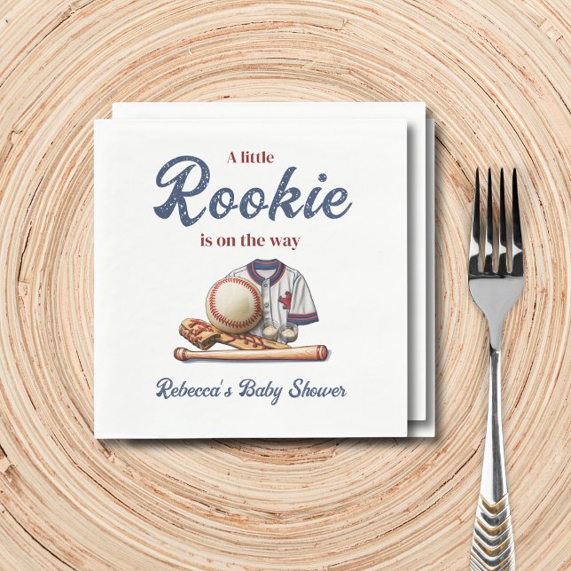 A Little Rookie on the Way - Baseball Baby Shower Napkins (Creator Uploaded)