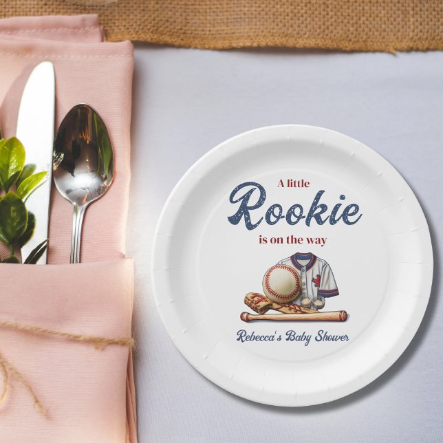 A Little Rookie on the Way - Baseball Baby Shower Paper Plates (Creator Uploaded)