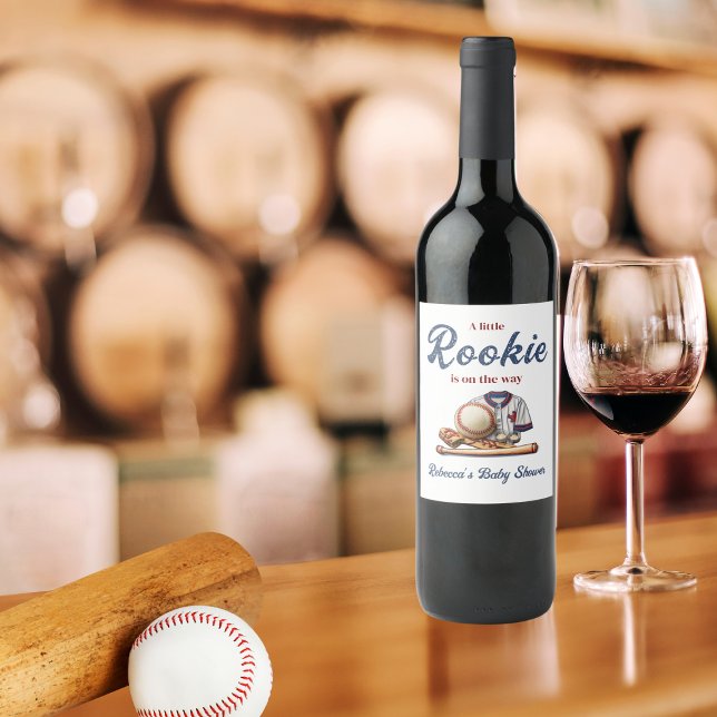 A Little Rookie on the Way - Baseball Baby Shower Wine Label (Creator Uploaded)