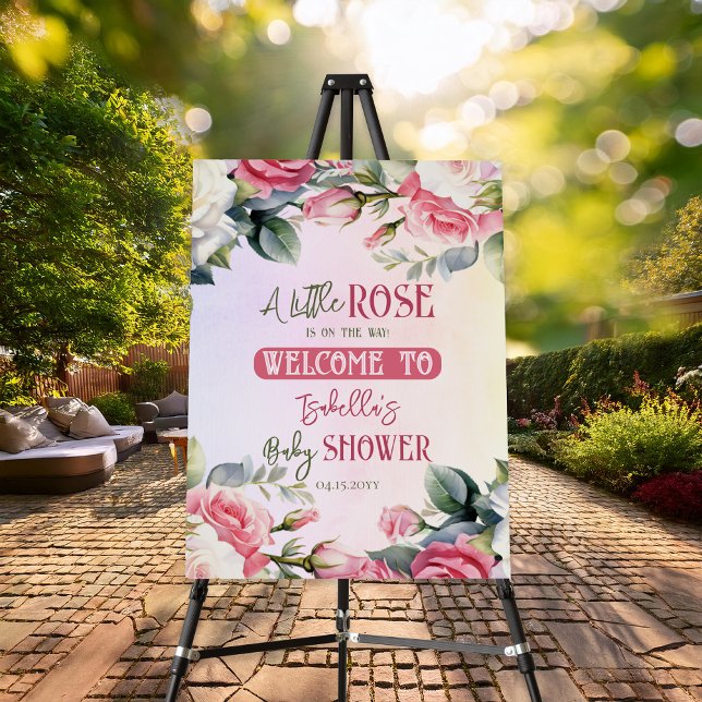A Little Rose Floral Girl Baby Shower  Foam Board (Pink Rose Floral Bouquets Girl Baby Shower Foam Board Poster -- A Little Rose Collection)