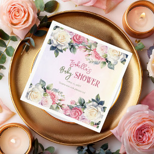 A Little Rose Girl Floral Baby Shower Napkins