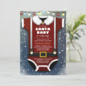 A Little Santa Baby Is On The Way Boy Baby Shower Invitation (Standing Front)