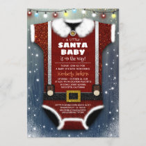 A Little Santa Baby Is On The Way Boy Baby Shower Invitation