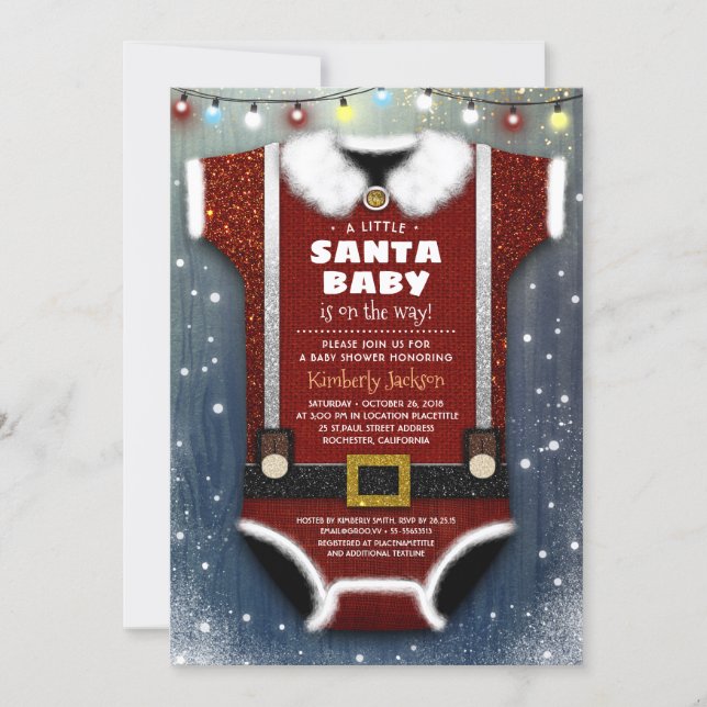 A Little Santa Baby Is On The Way Boy Baby Shower Invitation (Front)