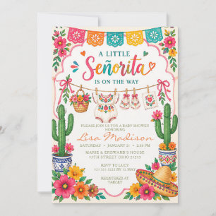 A little senorita girl is on the way baby shower invitation