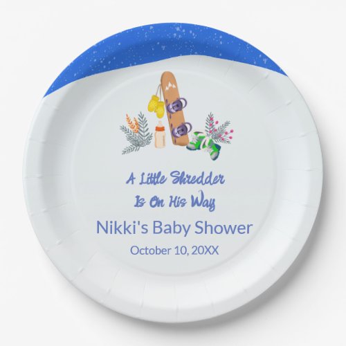 A Little Shredder Snowboard Paper Plates