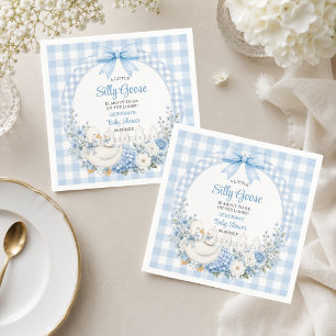 A Little Silly Goose Blue Cottagecore Baby Shower Napkins