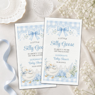 A Little Silly Goose Blue Cottagecore Baby Shower Paper Guest Towels