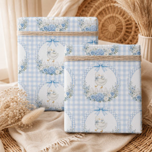 A Little Silly Goose Blue Cottagecore  Wrapping Paper