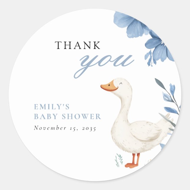 A Little Silly Goose Boy Baby Shower Classic Round Sticker (Front)