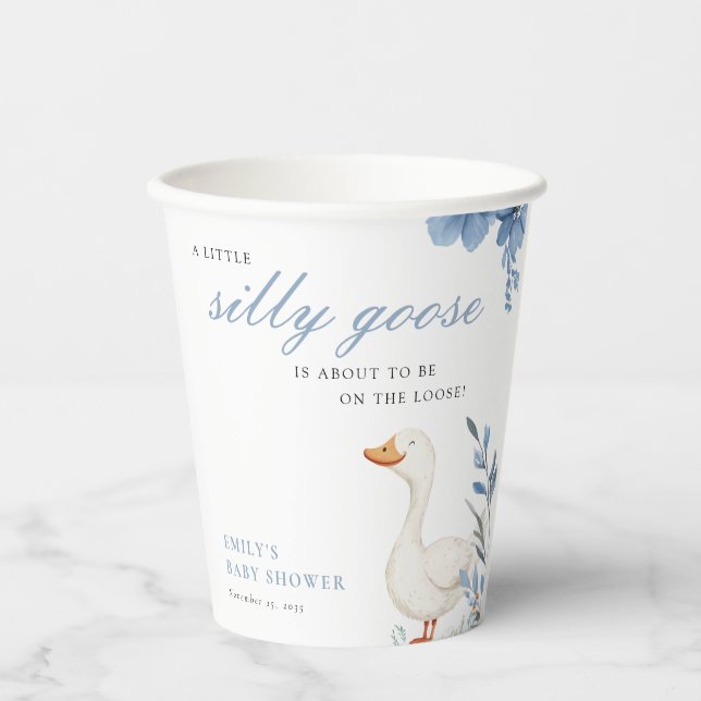 A Little Silly Goose Boy Baby Shower Napkins Paper Cups (Front)