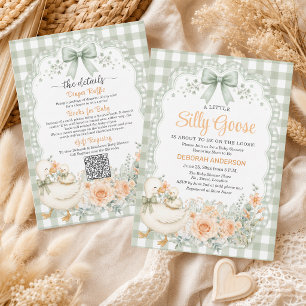A Little Silly Goose Green All in One Baby Shower Invitation