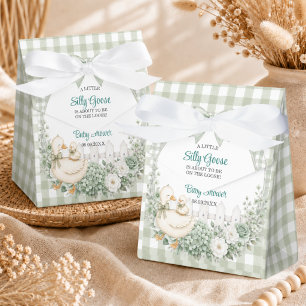 A Little Silly Goose Green Cottagecore Baby Shower Favor Boxes