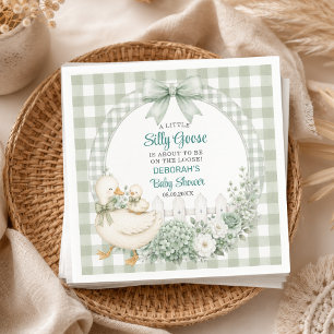 A Little Silly Goose Green Cottagecore Baby Shower Napkins