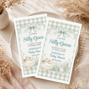 A Little Silly Goose Green Cottagecore Baby Shower Paper Guest Towels