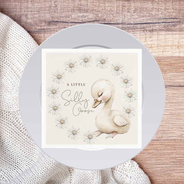 A Little Silly Goose Neutral Boho Baby Shower Napkins (Creator Uploaded)