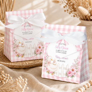 A Little Silly Goose Pink Cottagecore Baby Shower Favor Boxes