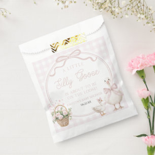 A Little Silly Goose Pink Floral Bow Baby Shower Favor Bag