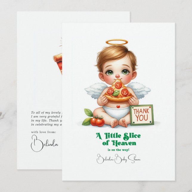 A Little Slice of Heaven - Baby Shower Thank You Card (Front/Back)