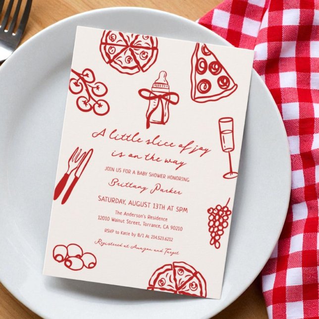 A Little Slice of Joy Pizza Themed Baby Shower Invitation (Creator Uploaded)
