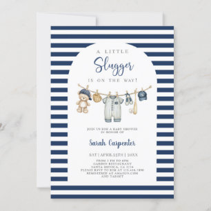 A Little Slugger Baby Shower Boy Invitation