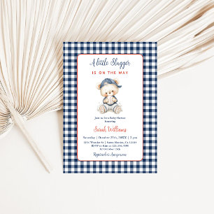 A Little Slugger Baby Shower Boy Invitation