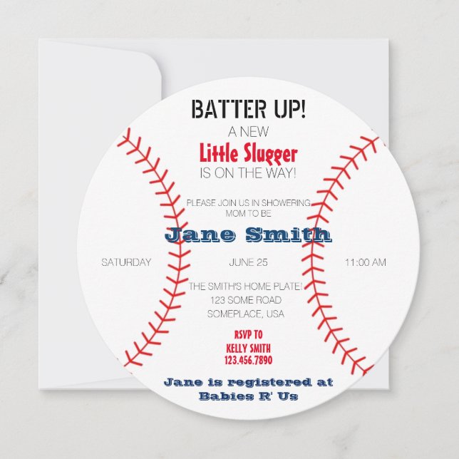 A Little Slugger Baby Shower Invitation (Front)