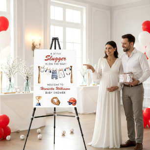 A Little Slugger Baby Shower Welcome Sign