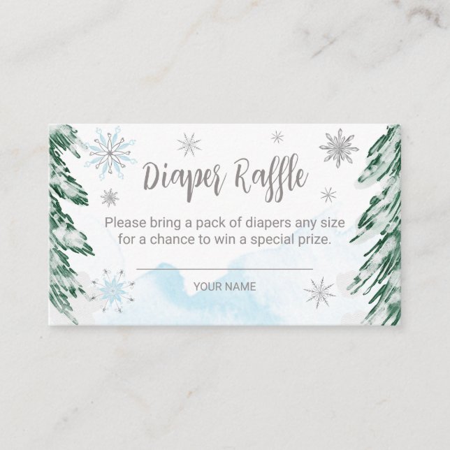 A little snowflake Baby Diaper Raffle Enclosure Card (Front)