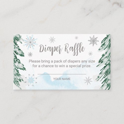 A little snowflake Baby Diaper Raffle Enclosure Card