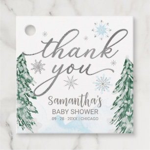 A little snowflake Baby Shower Blue Thank You Favor Tags