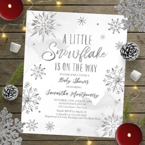 A Little Snowflake Baby Shower Budget Invitation