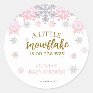 A little Snowflake baby shower Classic Round Sticker