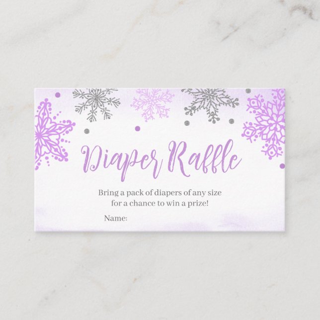 A little Snowflake Baby Shower Diaper Raffle Business Card (Front)