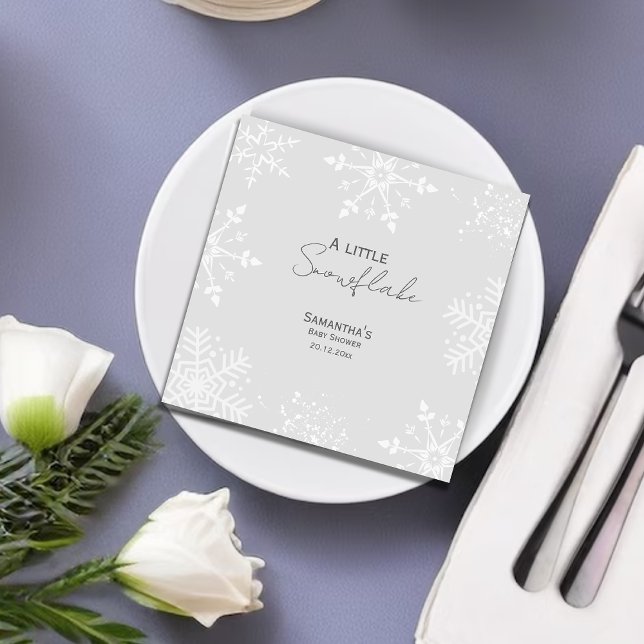 A little Snowflake Baby shower Gray Napkins (Creator Uploaded)