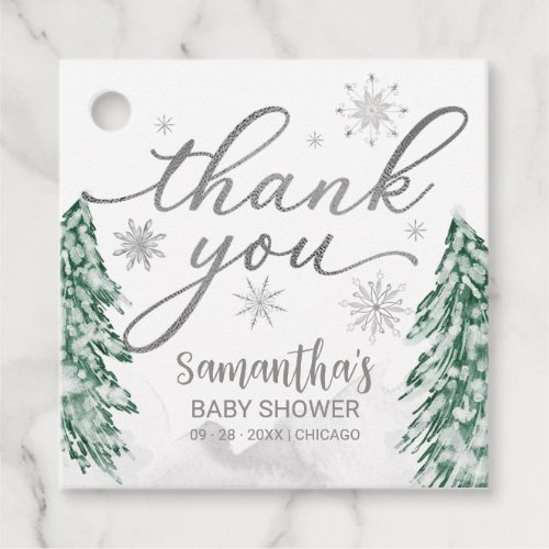 A little snowflake Baby Shower Gray Thank You Favor Tags