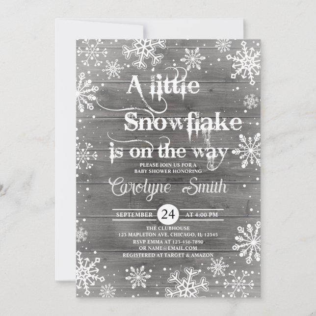 A Little Snowflake Baby Shower Invitation (Front)