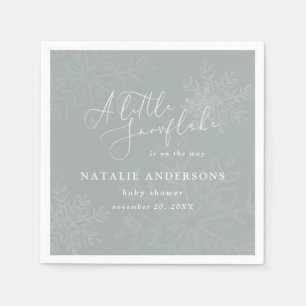 A little snowflake baby shower party napkins
