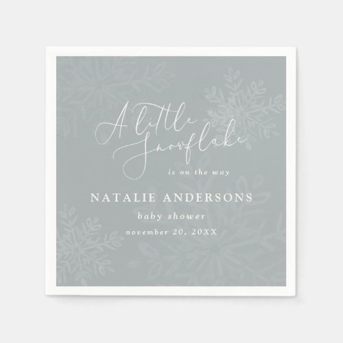 A little snowflake baby shower party napkins