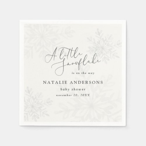 A little snowflake baby shower party napkins