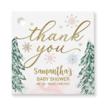 A little snowflake Baby Shower Pink Thank You Favor Tags