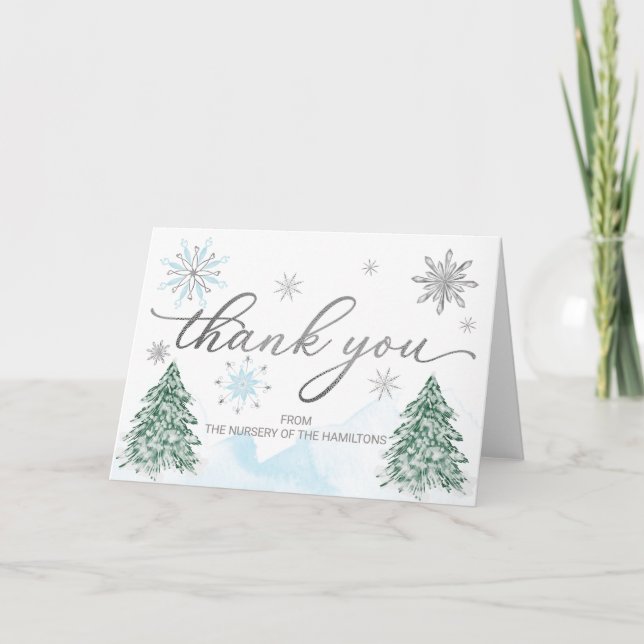 A little snowflake Baby Shower Thank You  Card (Front)