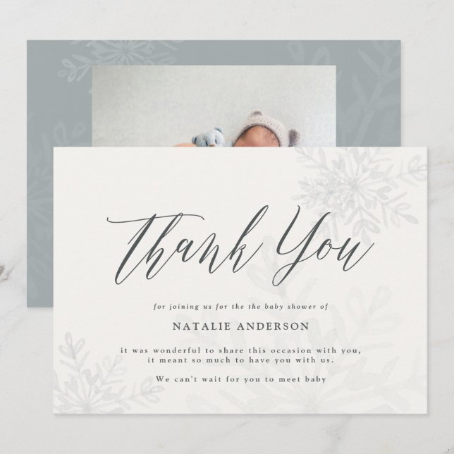 A little snowflake baby shower thank you card (Front/Back)
