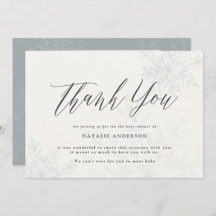 A little snowflake baby shower thank you card