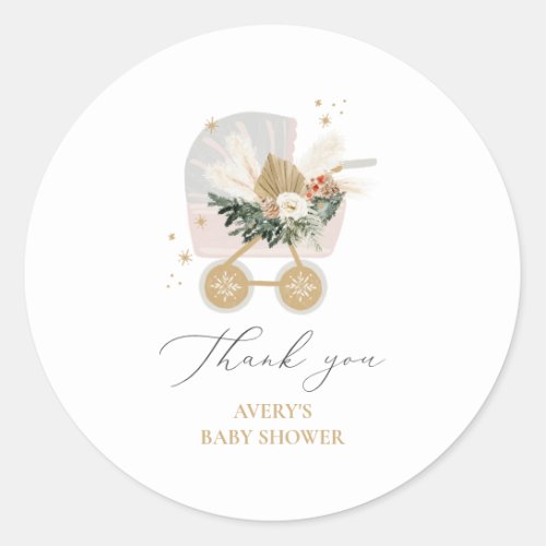 A Little Snowflake Baby Shower Thank You Classic Round Sticker