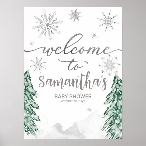 A little Snowflake Baby Shower Welcome Sign