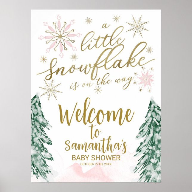 A little Snowflake Baby Shower Welcome Sign (Front)