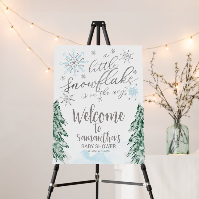 A little Snowflake Baby Shower Welcome Sign (In Situ (Stand))